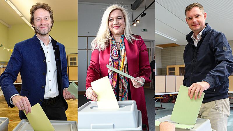 Bildkombo Huml Niedermaier und Gl&uuml;senkamp bei der Kommunalwahl 2026