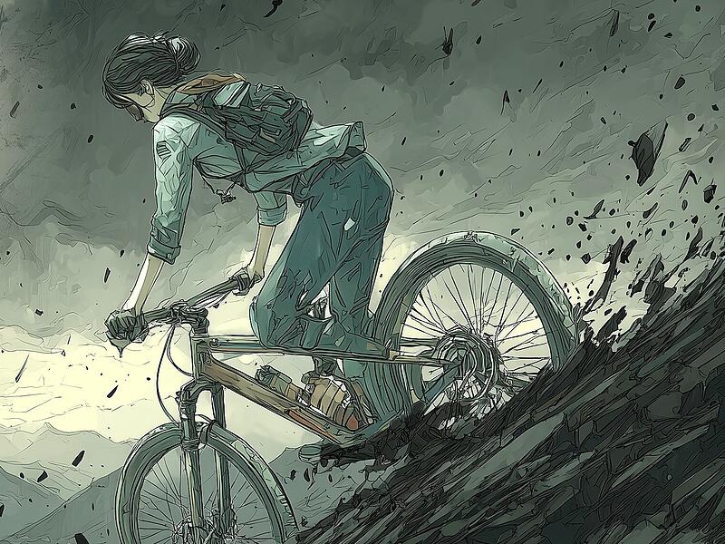 Marlena kracht auf dem Mountainbike den Berg runter. Sie hat keine Angst vor Schmerzen.