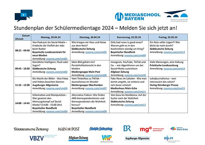 Programm Schülermedientage 2024