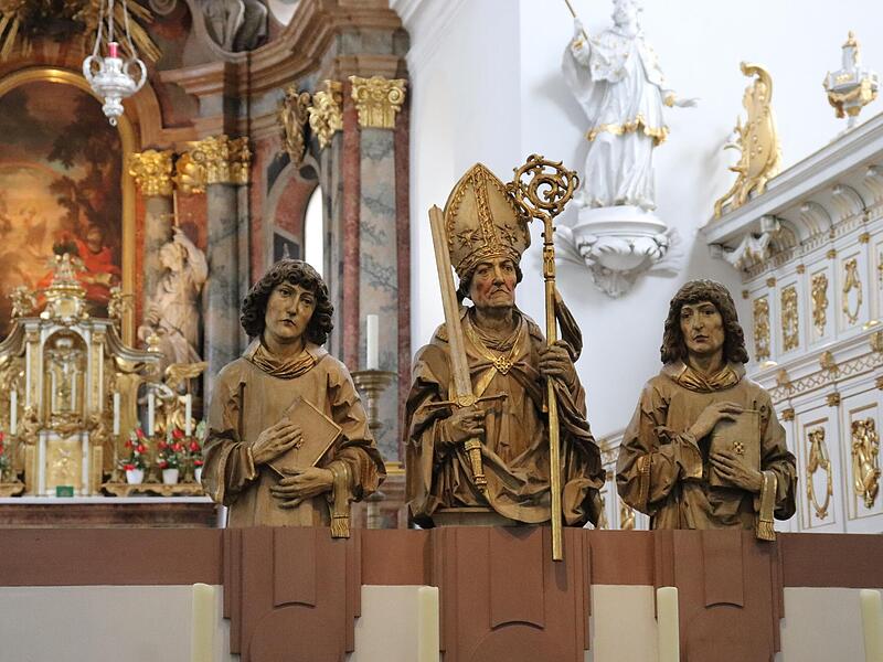 Drei Urv&auml;ter des regionalen Christentums: die Frankenapostel Kilian, Kolonat und Totnan im W&uuml;rzburger Neum&uuml;ster.