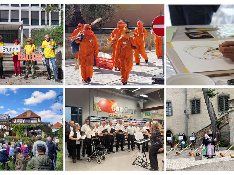 Ob öffentliche Probe der Theatergruppe, Kunstaktion der "Fecher", Zeit für Kunst, ein Saxophonkonzert, ein Chor im Edeka oder Alphornbläser - "1 Stunde Kultur" ist vielfältig.