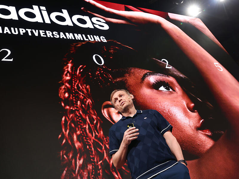 Bj&ouml;rn Gulden, Vorstandsvorsitzender des Sportartikelherstellers Adidas AG, spricht w&auml;hrend der Hauptversammlung des Unternehmens in F&uuml;rth.