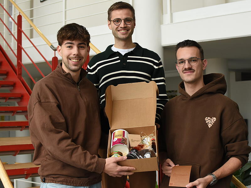 Sie tüfteln an einem Unternehmen (von links): Niklas Weber, Luis Kränzlein und Moritz Metzger.