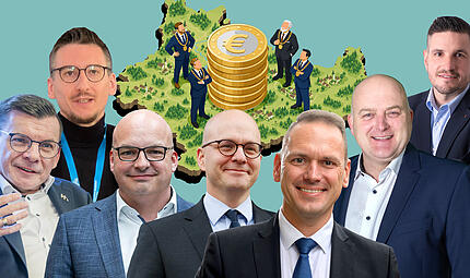 Wie viel verdienen (von links) Armin Warmuth, Jan Marberg, Michael Kastl, Dirk Vogel, Mario G&ouml;tz, Daniel Wehner und Lorenz Beck?