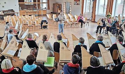 Fast 50 Veeh-Harfen-Spielerinnen und -Spieler aus den Landkreisen Bad Kissingen und Schweinfurt trafen sich in Bad Brückenau, um gemeinsam zu musizieren. Fast 50 Veeh-Harfen-Spielerinnen und -Spieler aus den Landkreisen Bad Kissingen und Schweinfurt trafen sich in Bad Brückenau, um gemeinsam zu musizieren.