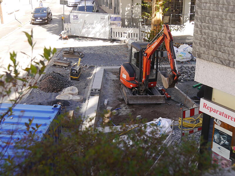 Bauarbeiten auf dem Freiherr-von-Stockmar-Platz in Coburg