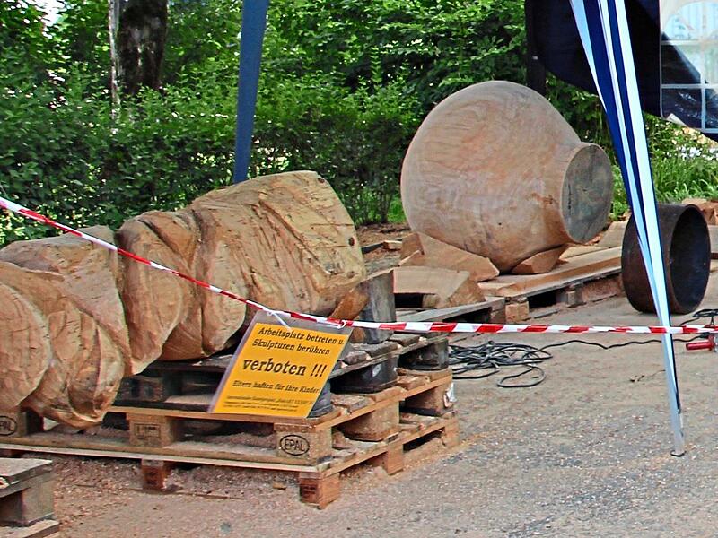 Die Arbeit mit dem Werkstoff Holz in diesen Dimensionen ist nicht nur kreativ, sondern auch anstrengend. R.Popp