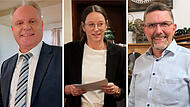 Treten in der Wahlarena in N&uuml;dlingen an: (von links) Christian H&ouml;fler, Sabrina Sch&auml;fer, Volker Sch&auml;fer