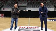 Brose-Cheftrainer Oren Amiel (links) und Geschäftsführer Philipp Galewski standen am Donnerstagabend den Bamberger Anhängern beim virtuellen Fantalk  Rede und Antwort.