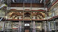 Noch immer ist das Kirchenschiff von St. Maria Magdalena in Münnerstadt komplett im Innern eingerüstet. Derzeit warten die Verantwortlichen auf milderes Wetter, damit im Innern wieder verstärkt gearbeitet werden kann.