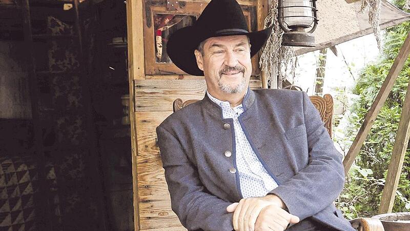 Wild West in Bayern: Markus S&ouml;der in dieser Woche beim Besuch eines Cowboy-Clubs in M&uuml;nchen.
