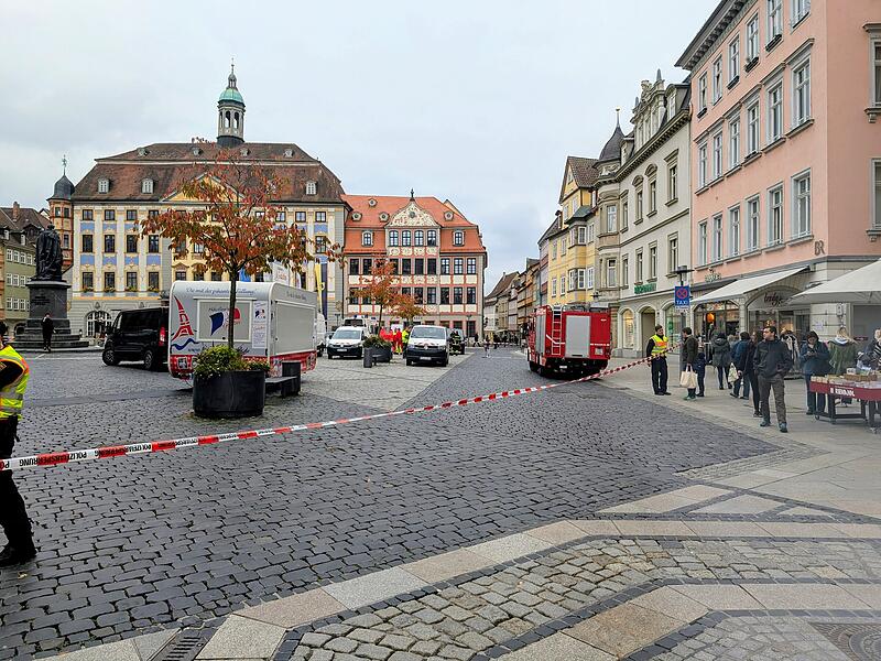 Coburger Marktplatz gesperrt.