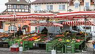 Der Handel auf dem Forchheimer   Marktplatz läuft bislang nicht so gut wie zuvor auf dem Paradeplatz. Immerhin    sinken jetzt die Standgebühren.Forchheim & Fränkische Schweiz
