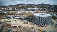 Im  Oktober soll in Coburg das Globe als Interimsspielst&auml;tte des Landestheaters er&ouml;ffnet werden. Auch ein Parkplatz wird noch gebaut.