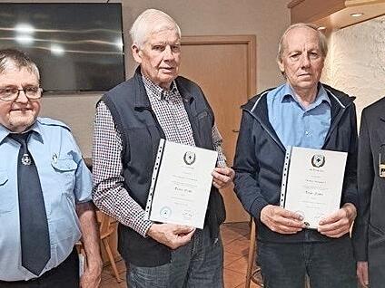 Ehrung f&uuml;r 50 Jahre Mitgliedschaft in der KSK Untererthal: Hermann Desch (ehemaliger Vorstand KSK), Wolfgang Jachmann, Thomas Hammer, Klaus Lutz (Kreisvorsitzender).