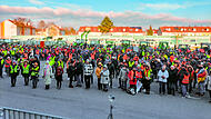 Landwirte protestieren in Bamberg vor der Brose-Arena