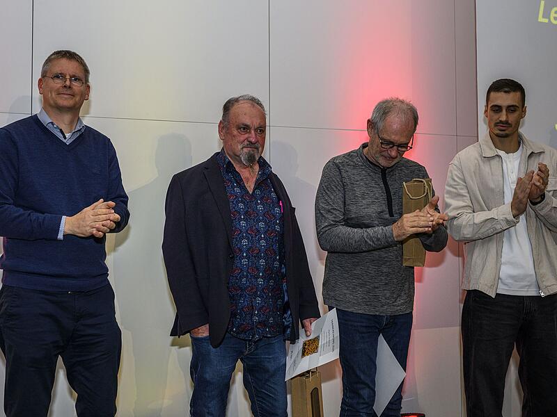 Martin St&auml;ndner (Zweiter von links) wurde bei der DLV-Gala in Darmstadt wie alle Trainer der WM-Medaillengewinner geehrt. Dort machte er auch die Trennung von Merlin Hummel &ouml;ffentlich.
