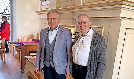 Der Organist und Kulturpreistr&auml;ger Georg Sch&auml;ffner (l.) und Bariton J&uuml;rgen Eichenlaub boten exzellente Musik.