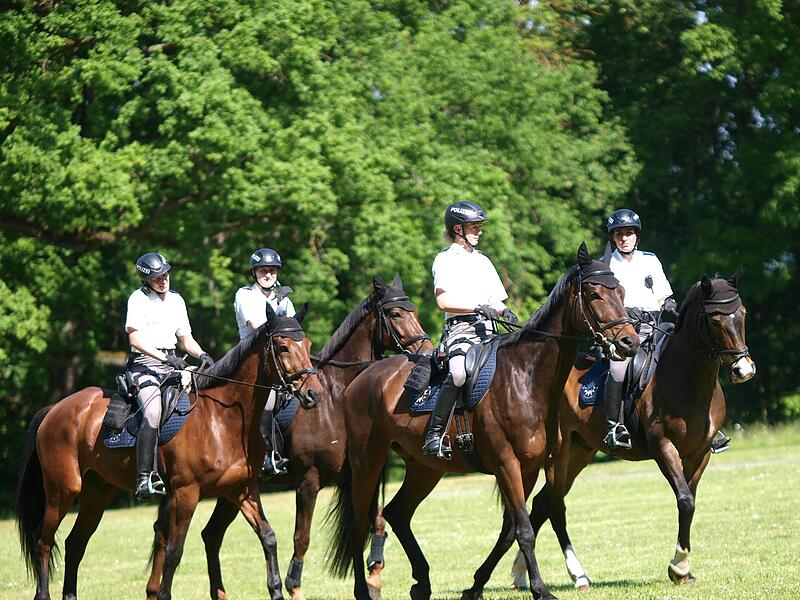 Berittene Polizei beim Totengedenken.