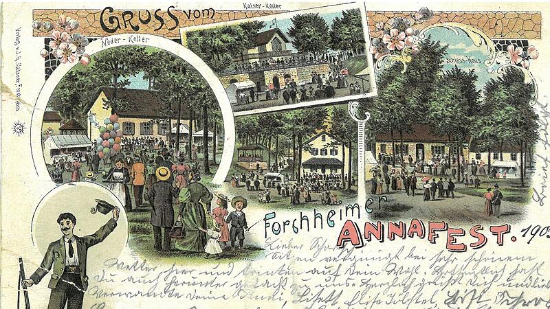 Historie AnnafestHistorie Annafest „Gruß vom Annafest“ – eine historische Postkarte gibt einen Einblick auf das Annafest von 1905.