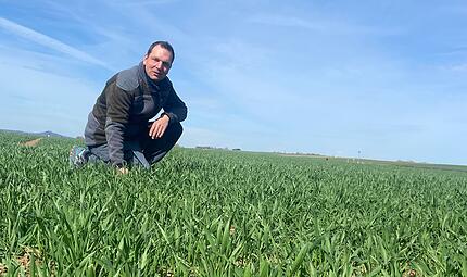 Christian Florschütz auf seinem Weizenfeld Christian Florschütz auf seinem Weizenfeld