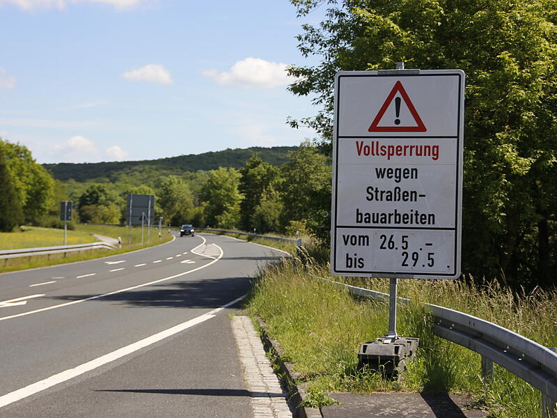 F&uuml;r vier Tage wird die B 287 zwischen Euerdorf und Bad Kissingen voll gesperrt.