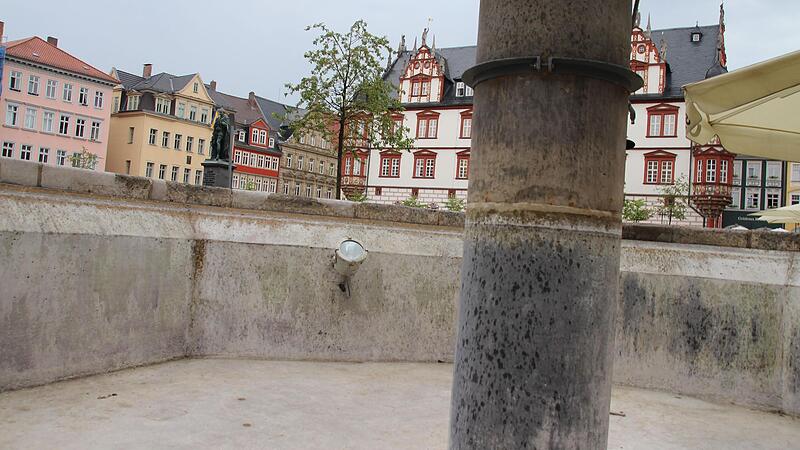Noch leer: der Spenglersbrunnen auf dem Coburger Marktplatz Noch leer: der Spenglersbrunnen auf dem Coburger Marktplatz