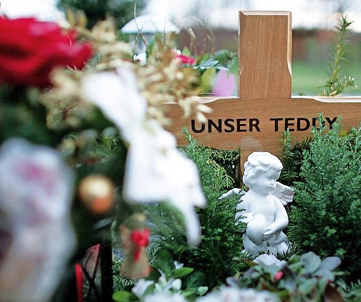 Das Grab des Hundes Teddy auf dem Tierfriedhof im Stadtteil Tempelhof in Berlin: Seit 2003 können Tierbesitzer ihre Haustiere auf dem 3000 Quadratmeter großen Areal beerdigen lassen.