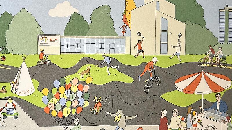 So k&ouml;nnte es bei der Er&ouml;ffnung der neuen Trendsportanlage in Coburg aussehen. Rechts verteilt Oberb&uuml;rgermeister Dominik Sauerteig kostenlos Eis.