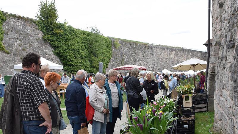 Jetzt eingepflanzt, Bl&uuml;te im kommenden Jahr: Viele Besucher haben sich f&uuml;r Blumenzwiebeln interessiert.Viele Bilder: Die Rosenmesse auf der Festung Rosenberg bezaubert