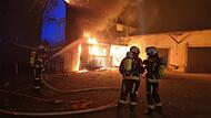 Feuerwehreinsatz in Rockenbach (Gemeinde Gutenstetten), wo eine Scheune in Brand stand