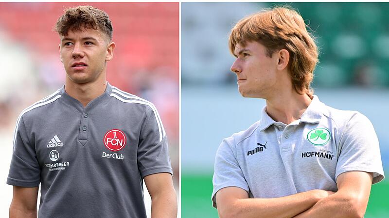 Bange Blicke hier, Angriffslust dort? Der Nürnberger Niklas Jahn (li.) und der Fürther Devin Angleberger (re.) gelten als die größten Talente ihrer Klubs – und stammen beide aus Franken. Bange Blicke hier, Angriffslust dort? Der Nürnberger Niklas Jahn (li.) und der Fürther Devin Angleberger (re.) gelten als die größten Talente ihrer Klubs – und stammen beide aus Franken.