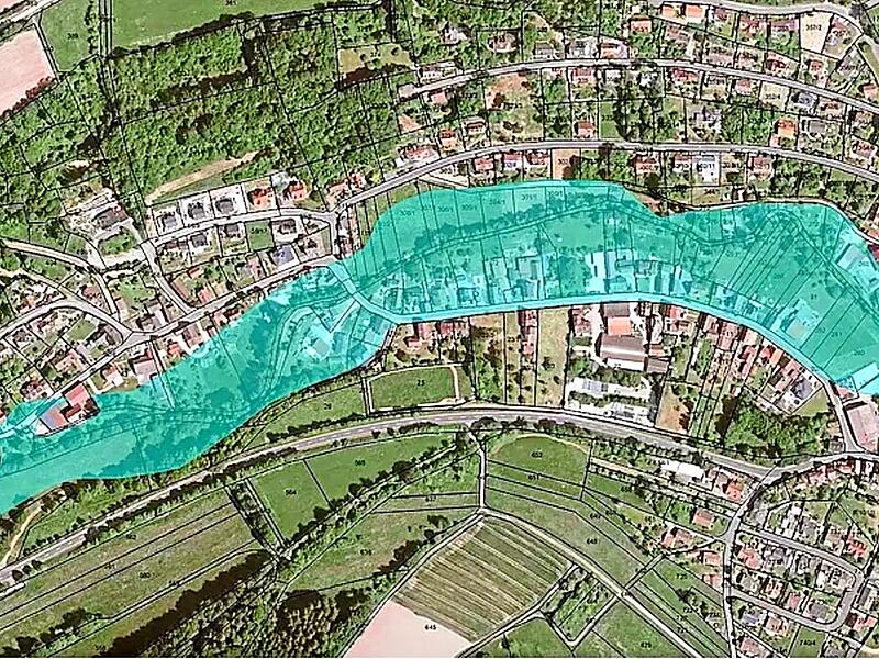 &Ouml;rtliche &Uuml;berschwemmungsgebiete entlang der Aschach.Archiv /Grafik: Rathaus Bad Bocklet