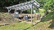 Stockheimer Steinkohlen-Geotop am Gelände der Rentei, dem ehemaligen Bergwerksgelände der Grube St. Katharina.