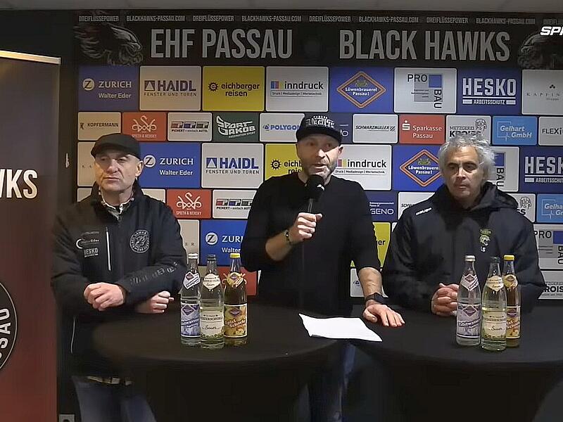Der Passauer Pressesprecher Oliver Czapko kritisierte die Tigers von Trainer Larry Suarez (rechts) offen. EHF-Coach Petr Bares konnte nicht mehr schlichten.