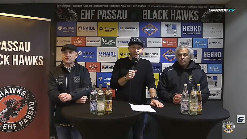 Der Passauer Pressesprecher Oliver Czapko kritisierte die Tigers von Trainer Larry Suarez (rechts) offen. EHF-Coach Petr Bares konnte nicht mehr schlichten.