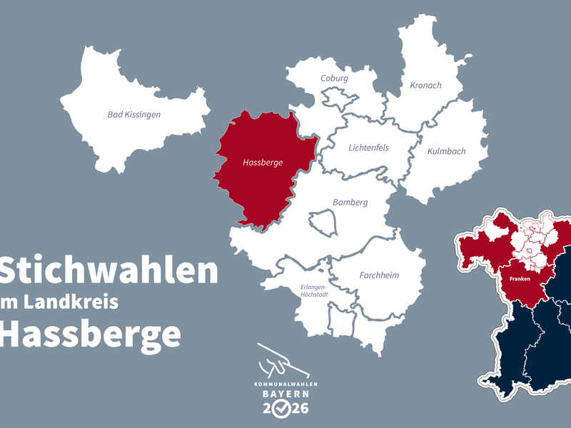 Bei der Kommunalwahl 2026 kommt es in den Ha&szlig;bergen zu Stichwahlen in Ebern, Eltmann und Kirchlauter.