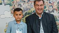 Der sechsjährige Elias Langguth aus Forchheim beim Kinderinterview mit Markus Söder.Forchheim & Fränkische Schweiz Der sechsjährige Elias Langguth aus Forchheim beim Kinderinterview mit Markus Söder.Forchheim & Fränkische Schweiz