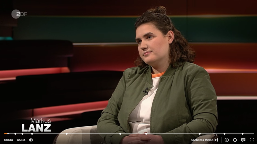 Provozierte mit ihren Aussagen zu Rente, Million&auml;rssteuer und Vier-Tage-Woche in der Sendung von Markus Lanz am 6. M&auml;rz 2024: Katharina Stolla (B&uuml;ndnis 90/Die Gr&uuml;nen)