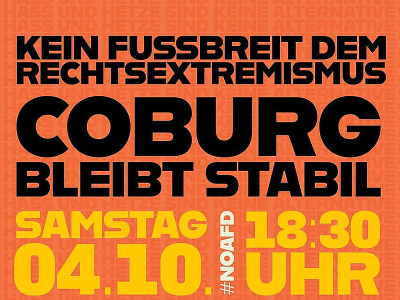 Am Samstag, 4. Oktober, wird gegen eine AfD-Veranstaltung in Coburg protestiert.