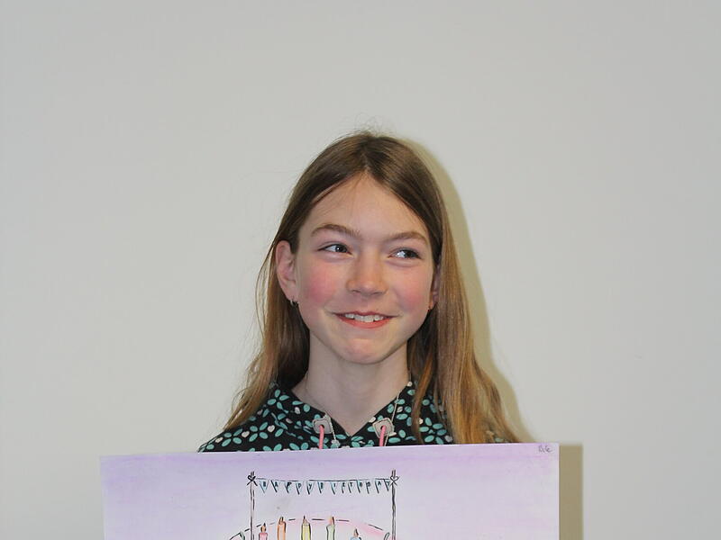 Gleich zwei K&uuml;nstler inspirierten Nele aus der Klasse 5e der Realschule Hirschaid zu ihrer Geburtstagstorte: Juan Gris und Wayne Thiebaud. Nele tritt in deren Fu&szlig;stapfen und kann sich &uuml;ber den 3. Platz im Einzelwettbewerb freuen.