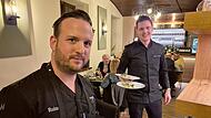 Fabio Galizia in seinem Bamberger Spitzen-Restaurant Vita, im Hintergrund Sternekoch Simon Schlachter