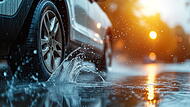 Eine nasse Straße birgt ein erhöhtes Unfallrisiko. Fahren bei Nässe, Aquaplaning