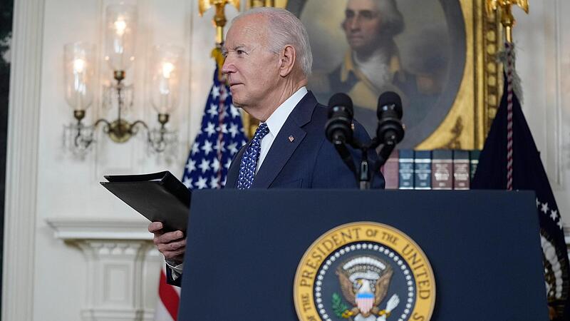 Ein Auftritt, der Folgen haben könnte: US-Präsident Joe Biden nach seiner Rede  im diplomatischen Empfangsraum des Weißen Hauses.