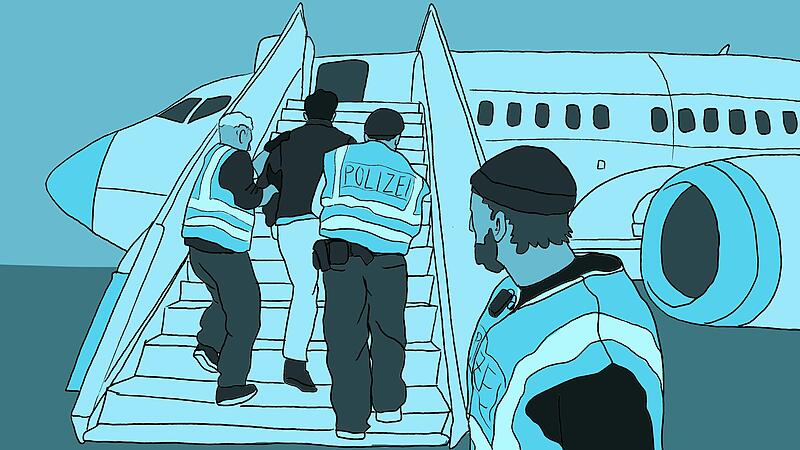 Illustration einer Abschiebung (Symbol)