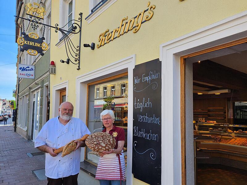 Michael Kerling mit seiner Frau Christine  in der Bäckerei in der Oberen Königstraße in Bamberg.