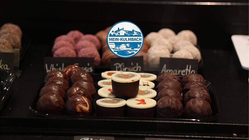 Die Biertr&uuml;ffel in der Kulmbacher Filiale der Confiserie Esther - um Traditionsfeste wie die Kulmbacher Bierwoche zu w&uuml;rdigen, gibt es die Tr&uuml;ffel mit einem Dirndl- oder Lebkuchenherz-Design.