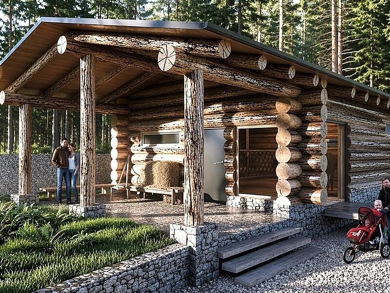 Visualisierung des geplanten Elchstalls: Der in Blockbauweise entworfene Neubau soll k&uuml;nftig Tierhaltung und Umweltbildung miteinander verbinden.Forchheim & Fr&auml;nkische Schweiz