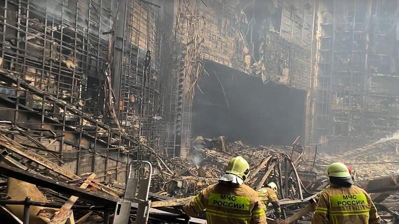 Das Veranstaltungszentrum Crocus City Hall am Stadtrand von Moskau wurde bei dem Anschlag des ISPK stark zerst&ouml;rt.