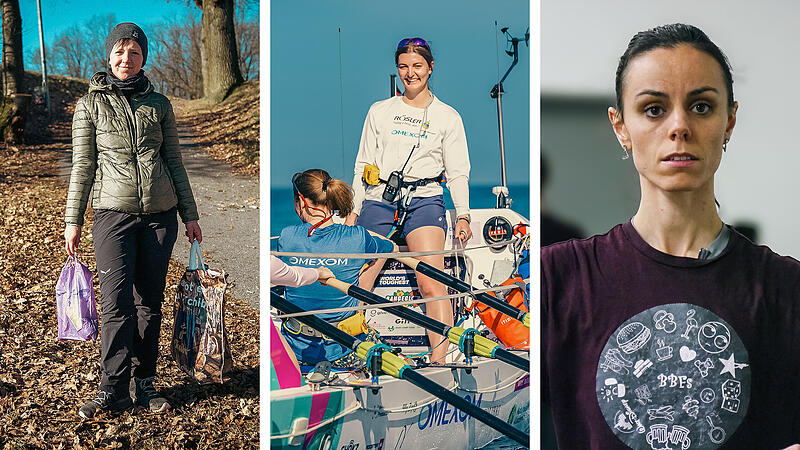 Coburg: Die Frauen des Jahres 2025 Sie machen ihr Ding (von links): Müllsammlerin Marianne Renner, Atlantik-Ruderin Jana Stahl und Balletttänzerin Mireia Martínez Pineda.